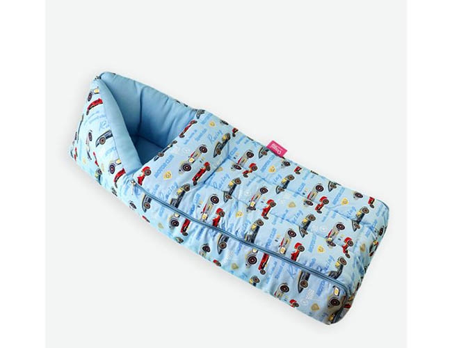 Carry Nest -Cotton Quilted Sleeping Bag- Car Printed-Blue